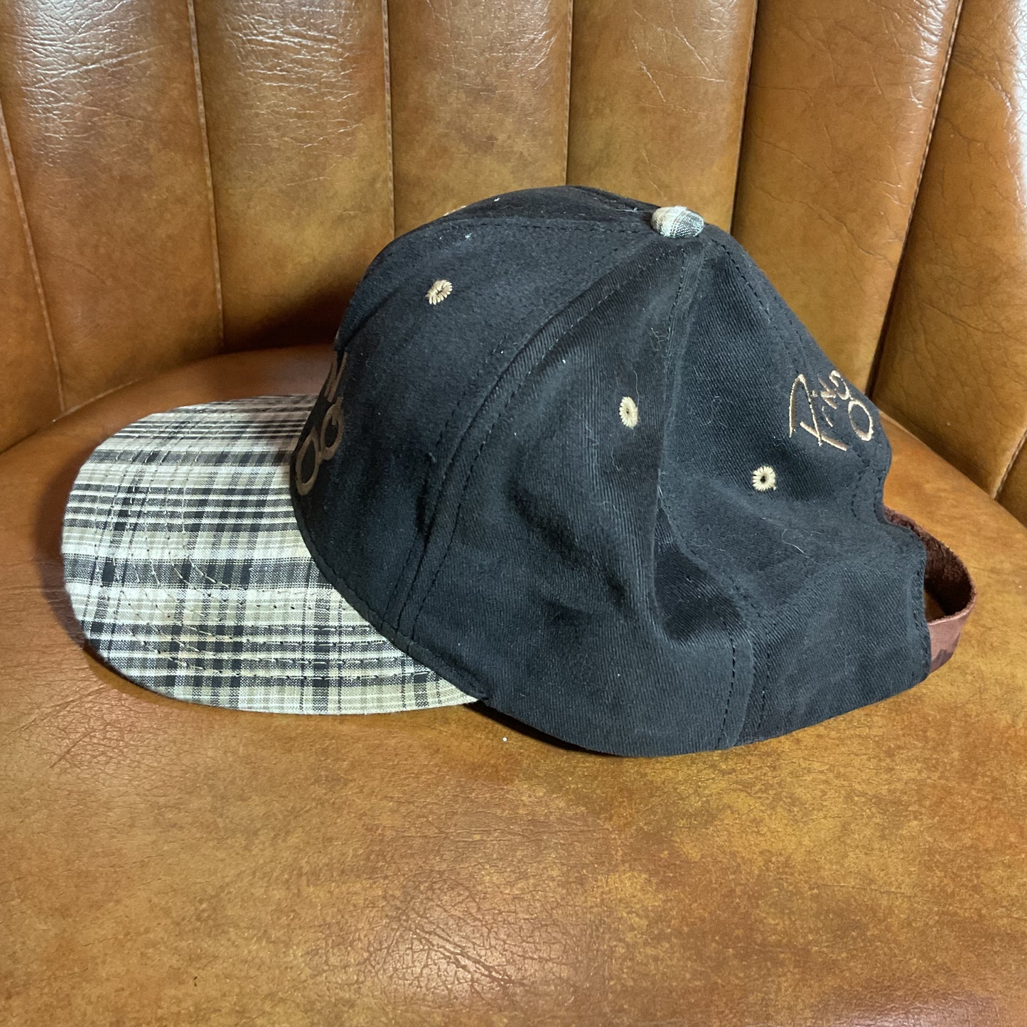 Vintage plaid Ping leather strapback hat