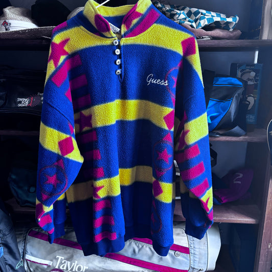 Vintage Guess Fleece all over print sweatshirt pullover