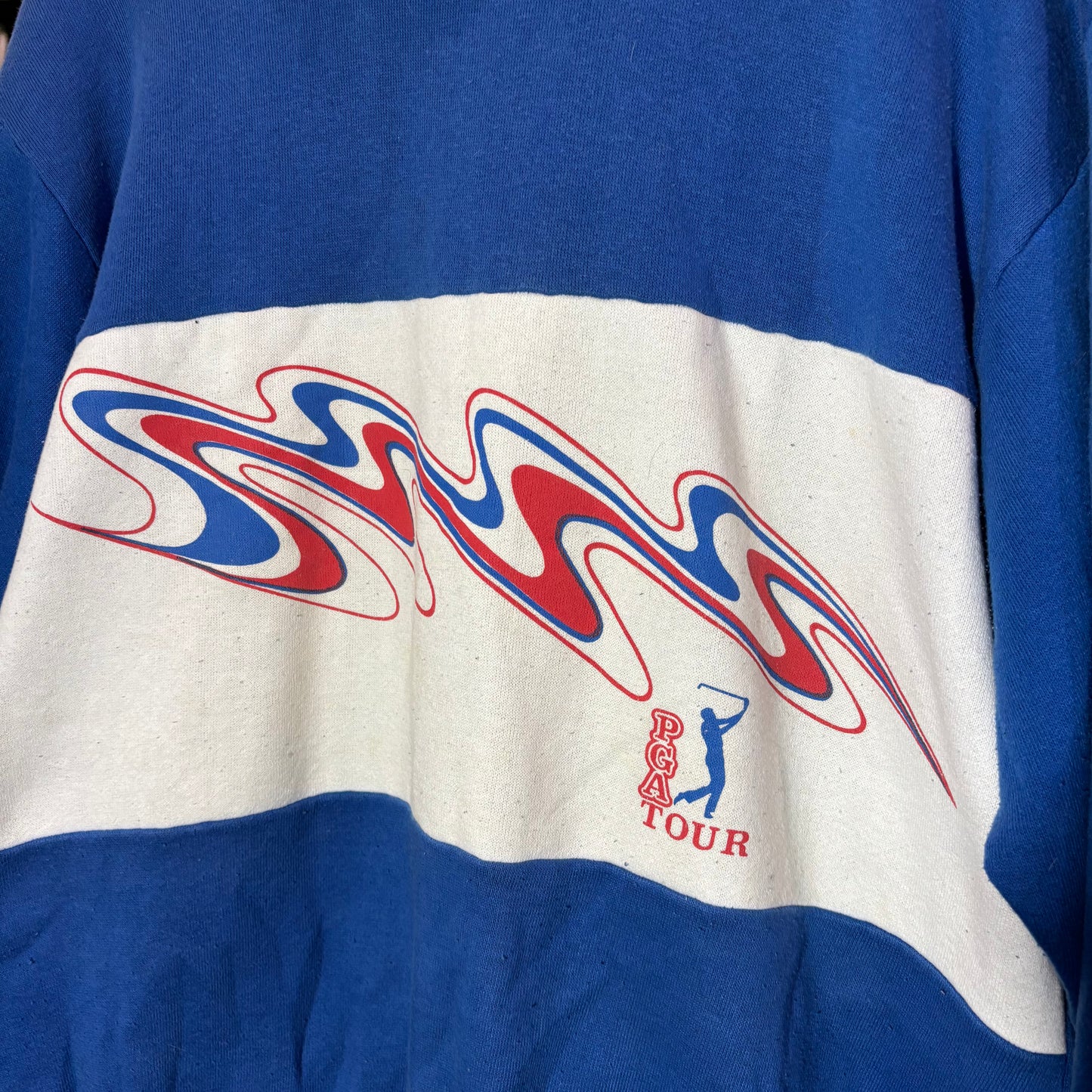 Vintage PGA TOUR colored sweater crewneck blue and red large golf