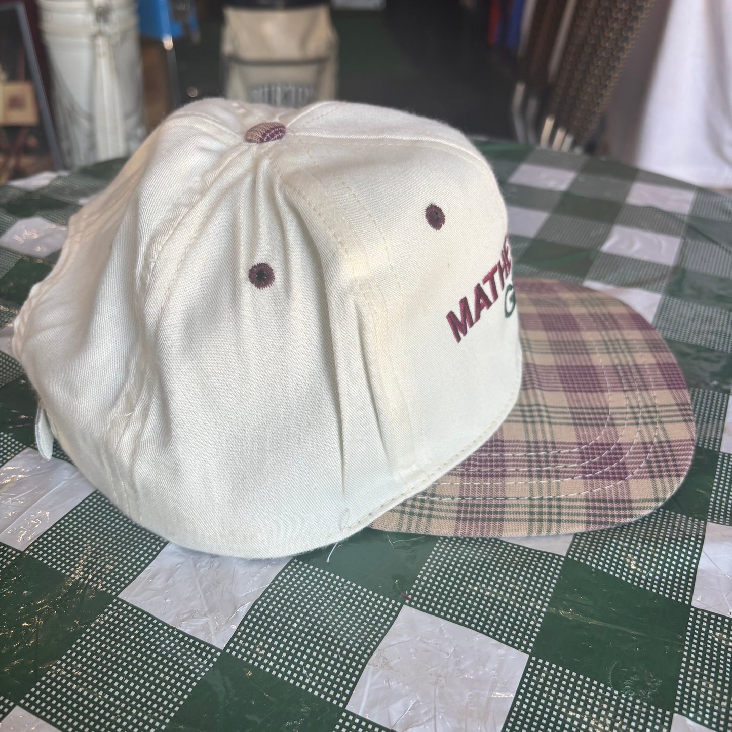 Matheson Green plaid bill Duckster leather strapback