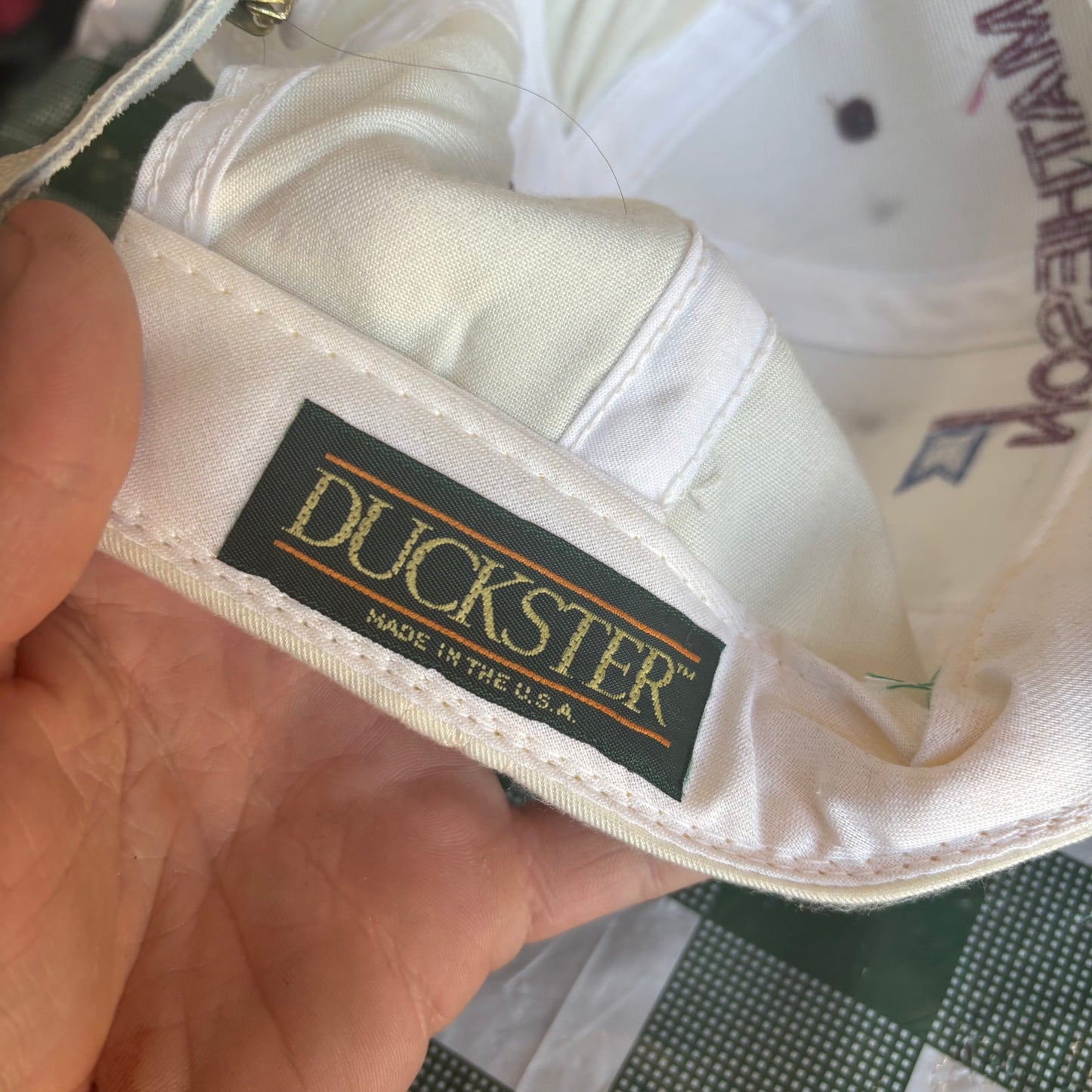 Matheson Green plaid bill Duckster leather strapback
