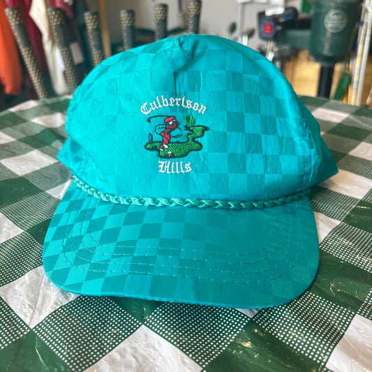 Vintage Culbertson Hills checkered leather strapback Derby Cap