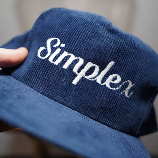 Vintage Corduroy Simpler Hat Snapback. Navy Blue