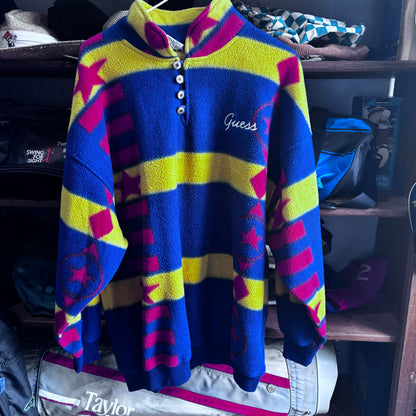 Vintage Guess Fleece all over print sweatshirt pullover