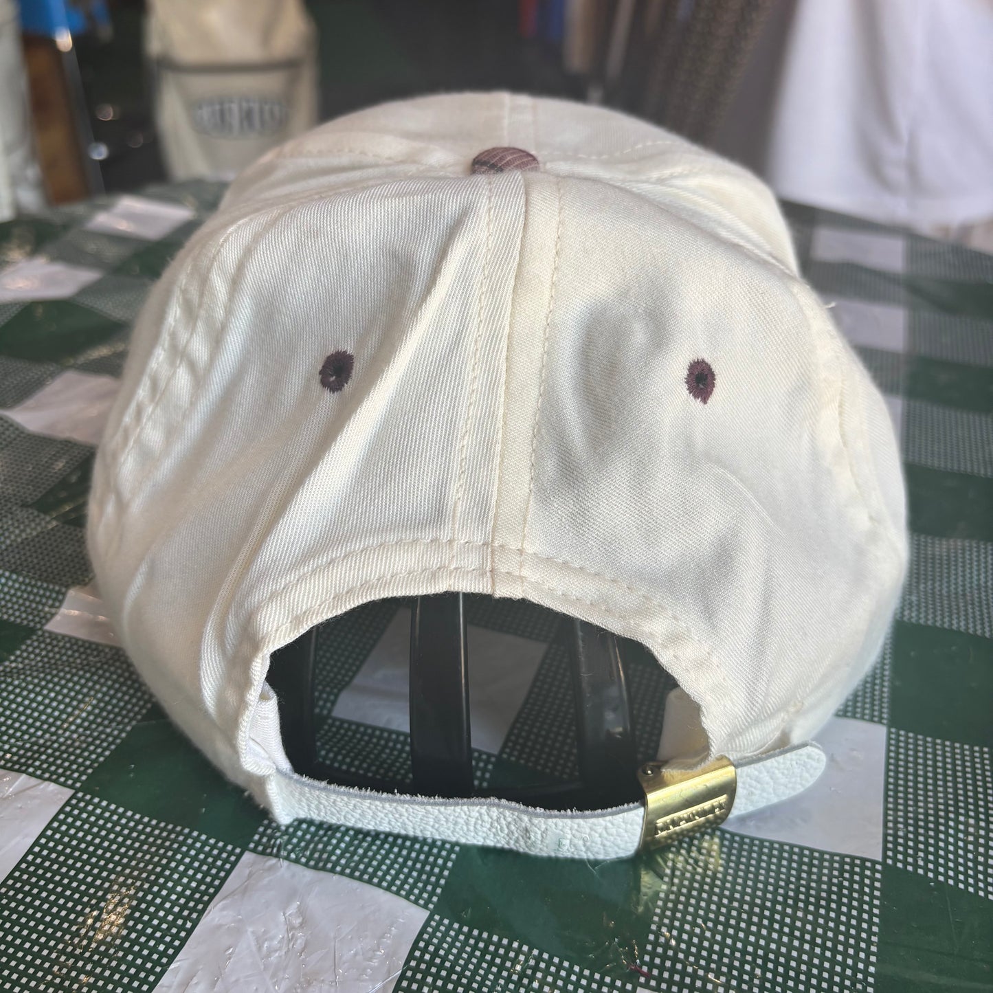 Matheson Green plaid bill Duckster leather strapback
