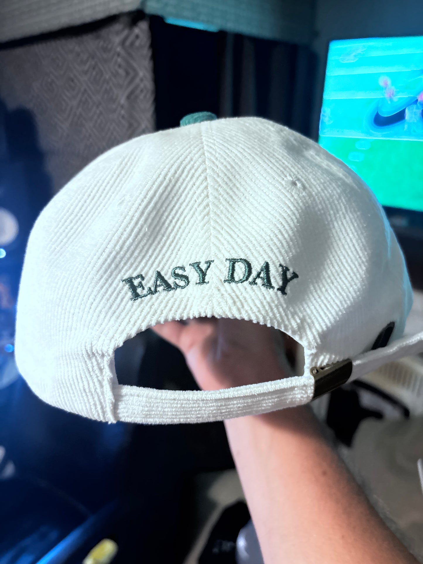 Ezd green white corduroy hat